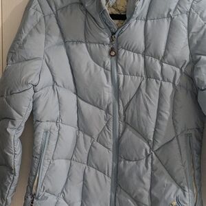 Isis Sky Blue Quilted Puffer Jacket Full Zip Closure Size 4 Like New